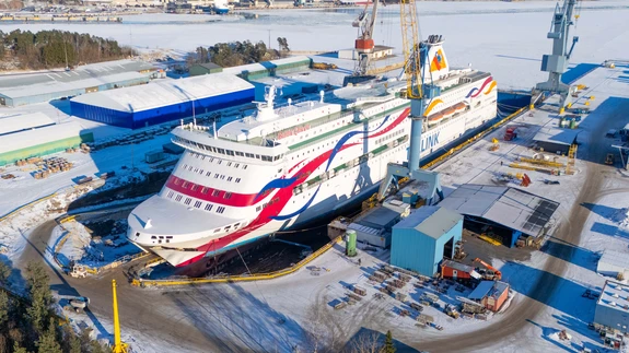 Tallinki reisilaev Baltic Queen Naantalis dokis, veebruar 2026