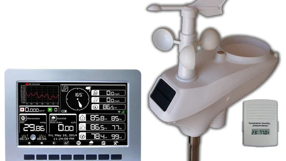 Weather WS-1002-WiFi on varustatud kõik-ühes ilmajaama mastiga, mis saab energiat päikesepaneelilt, et andmed koju arvutisse saata.