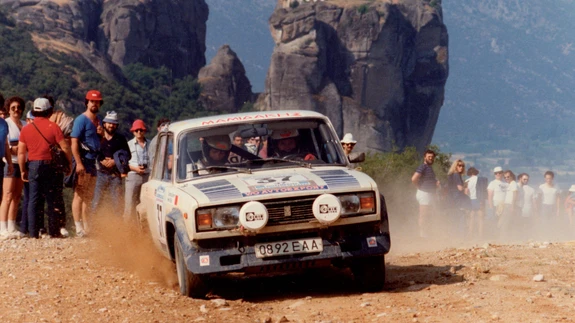 Heiki Ohu oli üks esimesi Eesti rallisõitjaid, kes pääses NSV Liidu koondisega osalema ralli MM-etappidel, pildil kihutamas 1983. aasta Akropolise rallil.